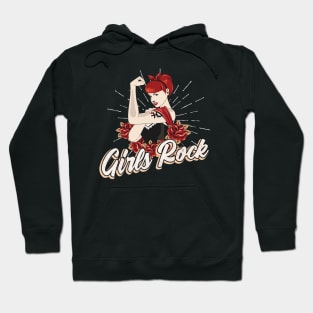 Girls Rock Rockabilly Pin-Up Women's Day Gift Hoodie